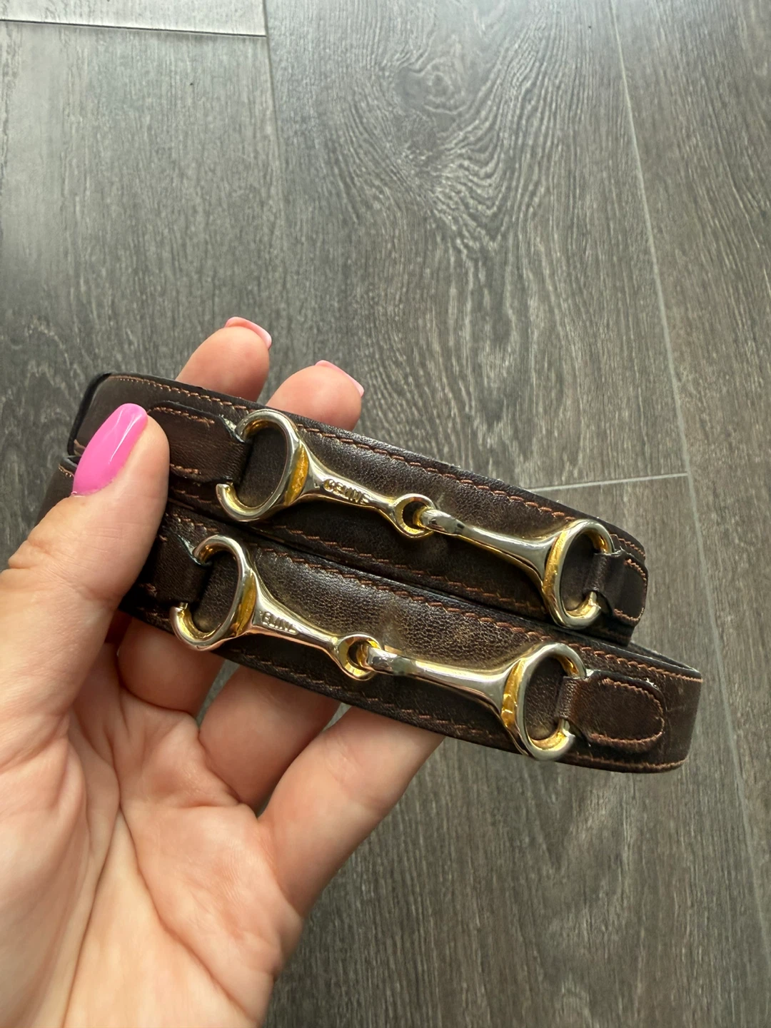 Celine Paris Leather Belt with Horsebit Buckle 70 cm waist