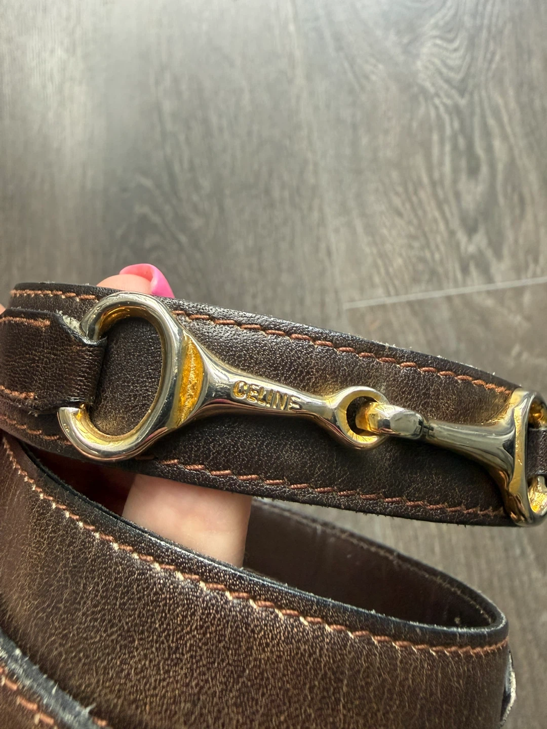 Celine Paris Leather Belt with Horsebit Buckle 70 cm waist - photo 3