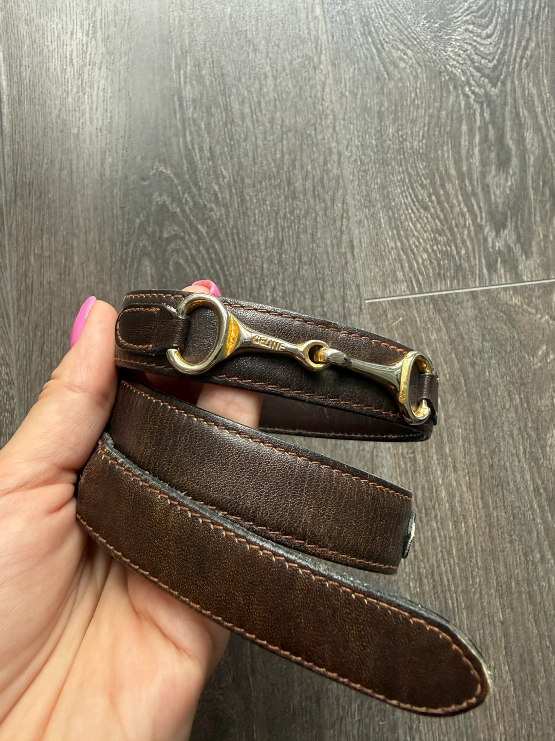 Celine Paris Leather Belt with Horsebit Buckle 70 cm waist - photo 4