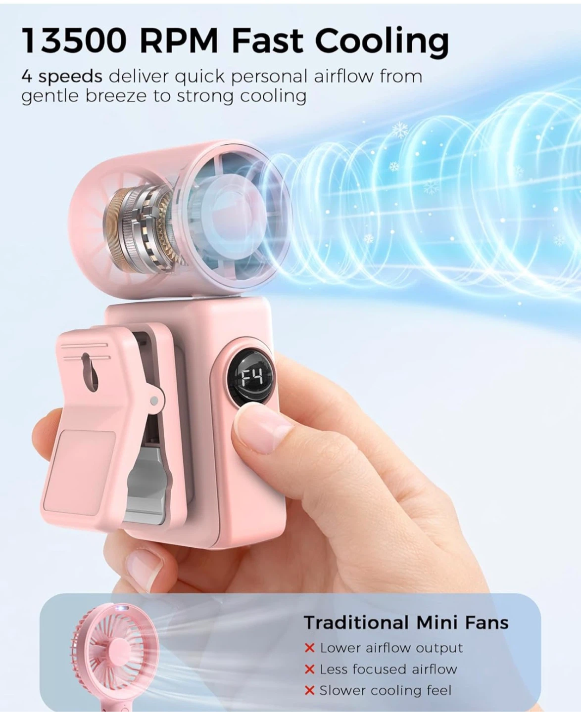 Pink Clip-On Personal Fan - photo 4