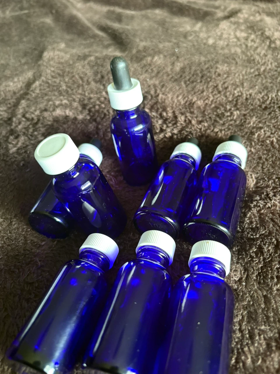 Set of 8 Cobalt Blue Glass Dropper Bottles - photo 2