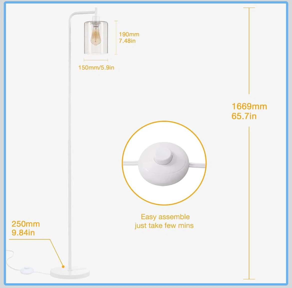White floor lamp with a clear glass shade - photo 2
