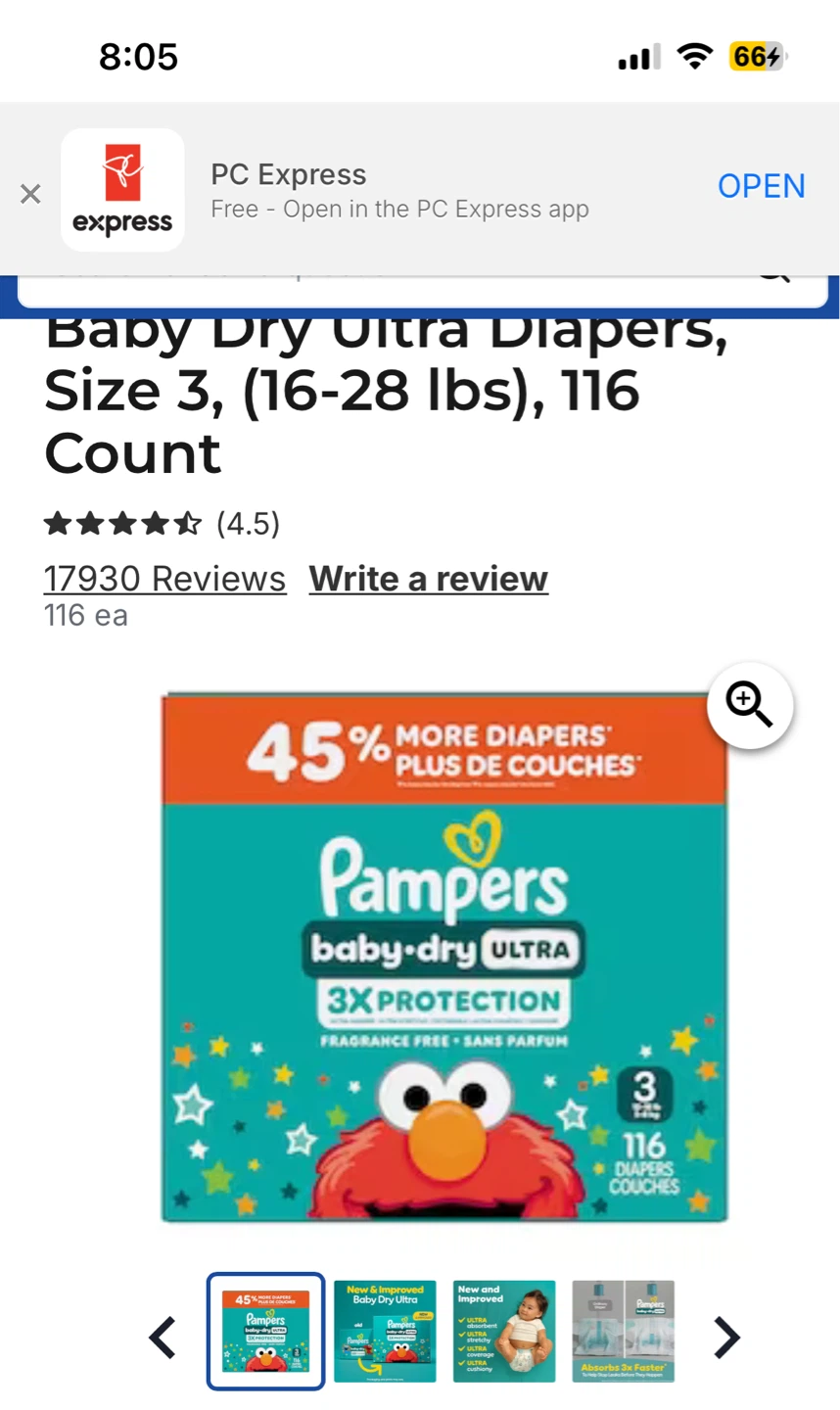 Pampers Baby Dry Ultra Diapers, Size 3, 116 Count