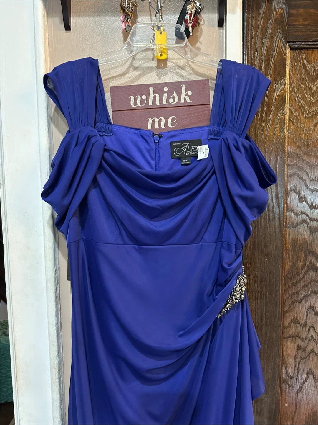Alex Evenings Draped Maxi Gown with Side Jewel Detail Size 16W - photo 2