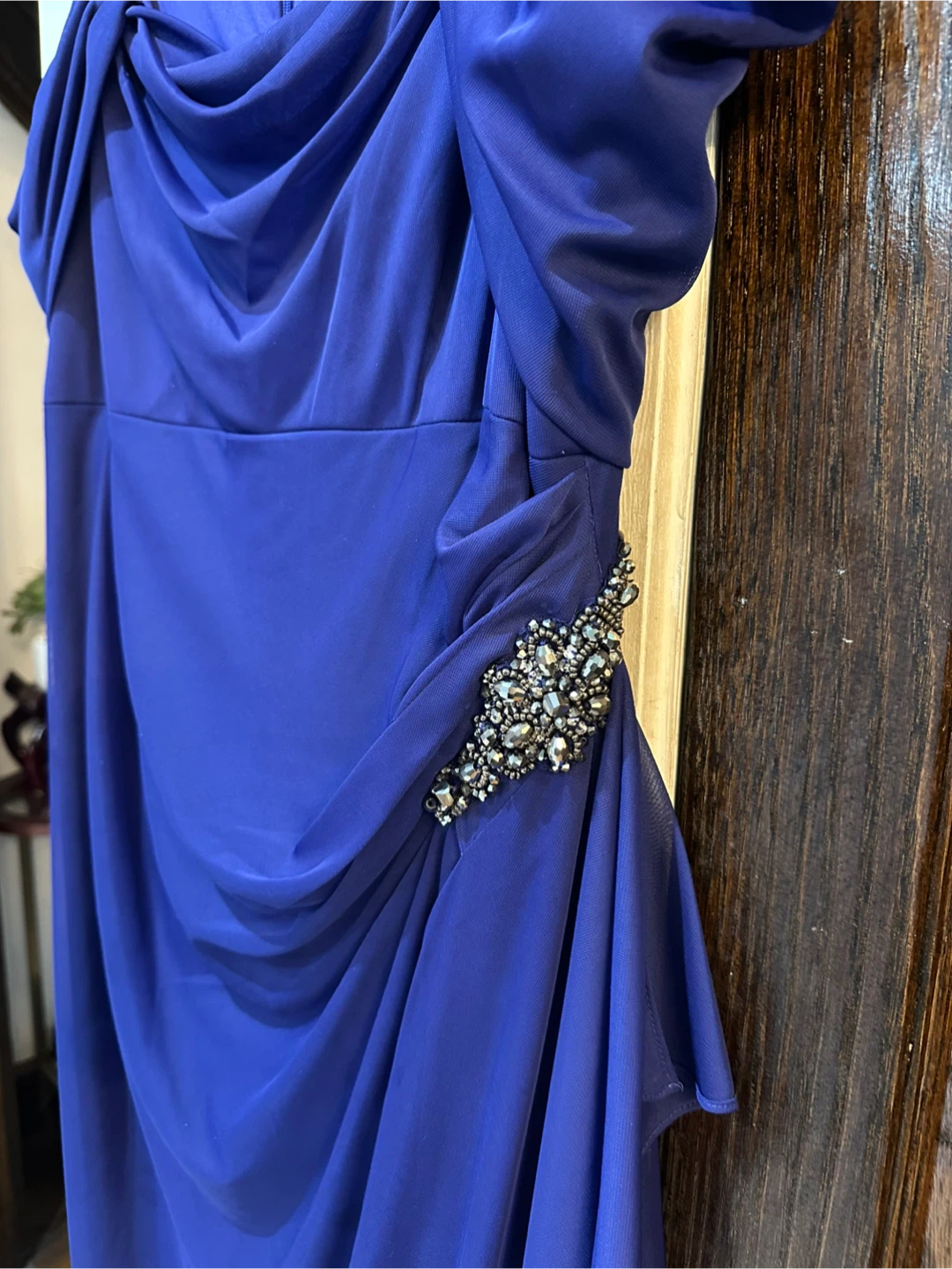 Alex Evenings Draped Maxi Gown with Side Jewel Detail Size 16W - photo 3