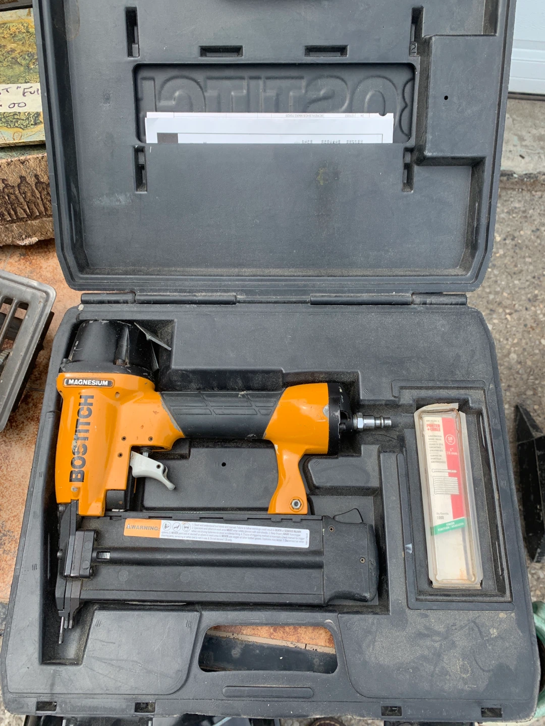 Bostitch Magnesium Nail Gun with Case and Staples