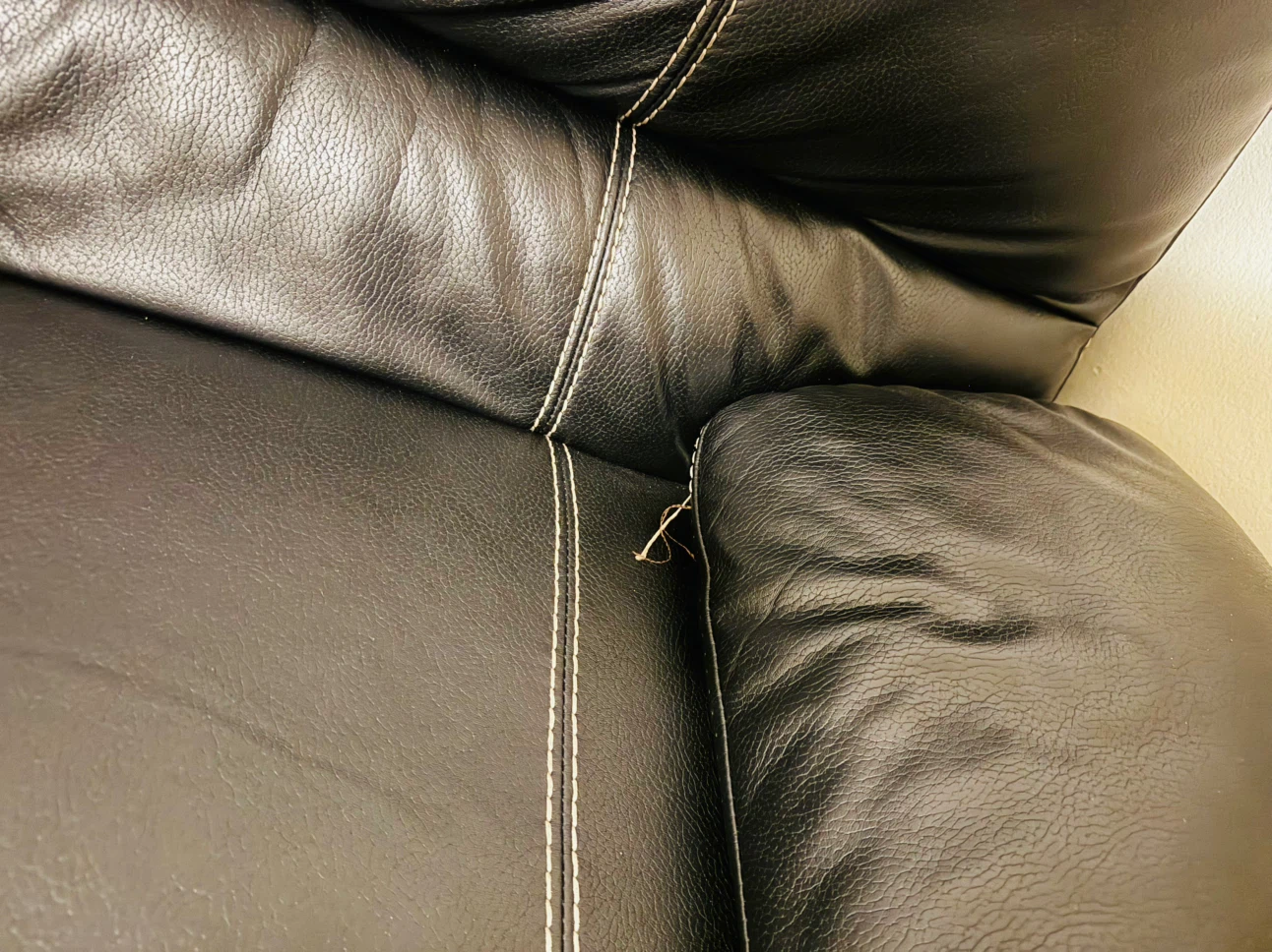 Black Leather Sofa - photo 3