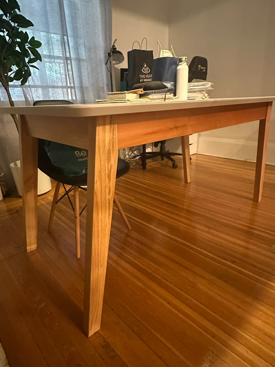 ARTICLE White Dining Table with Wooden Legs - photo 2