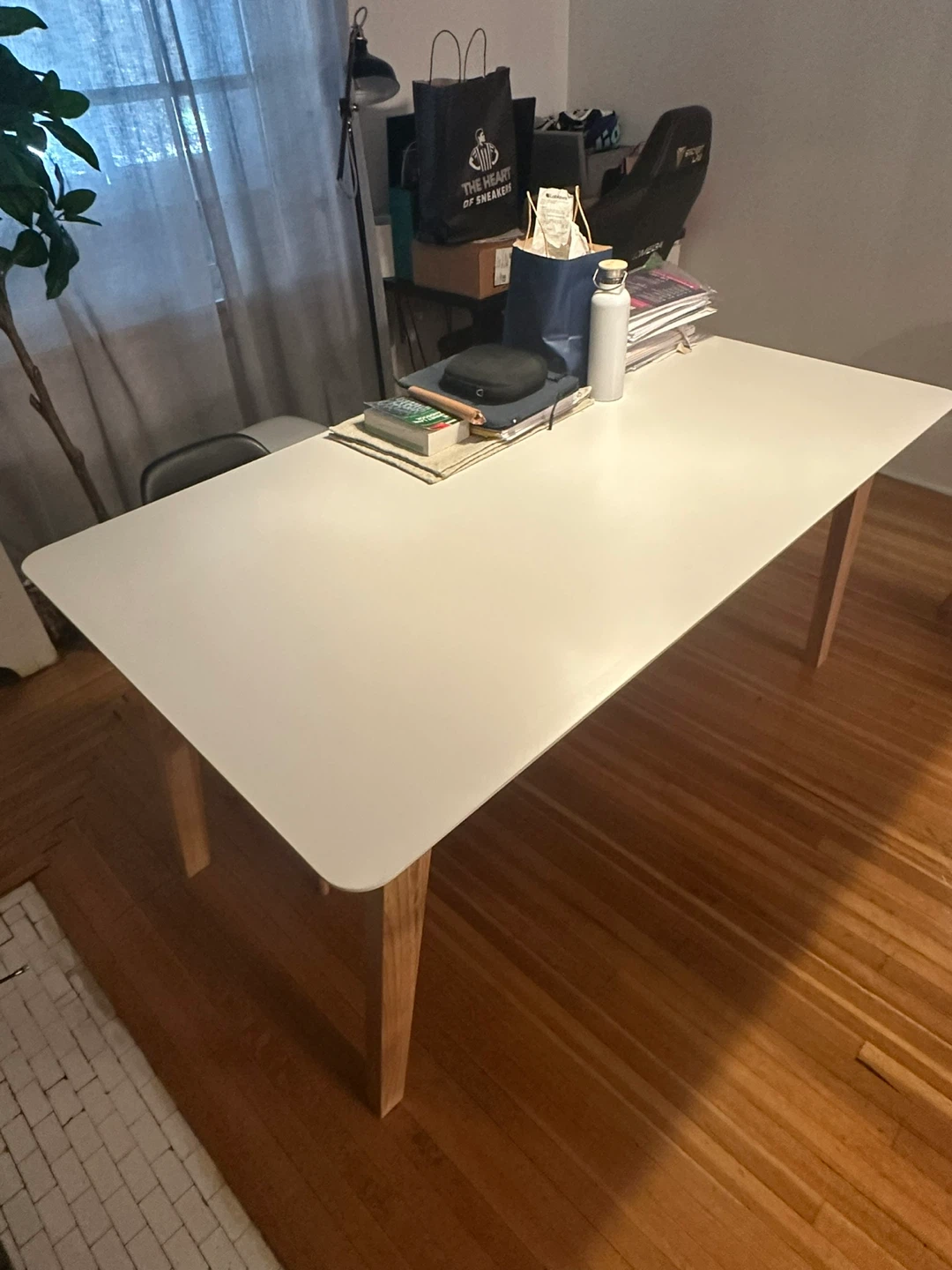 ARTICLE White Dining Table with Wooden Legs - photo 3