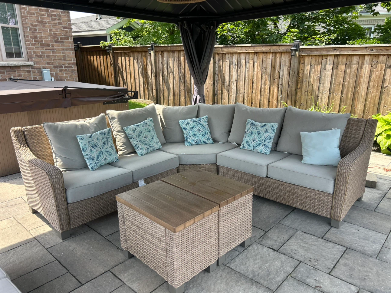 Wicker Sectional Sofa with Coffee Table