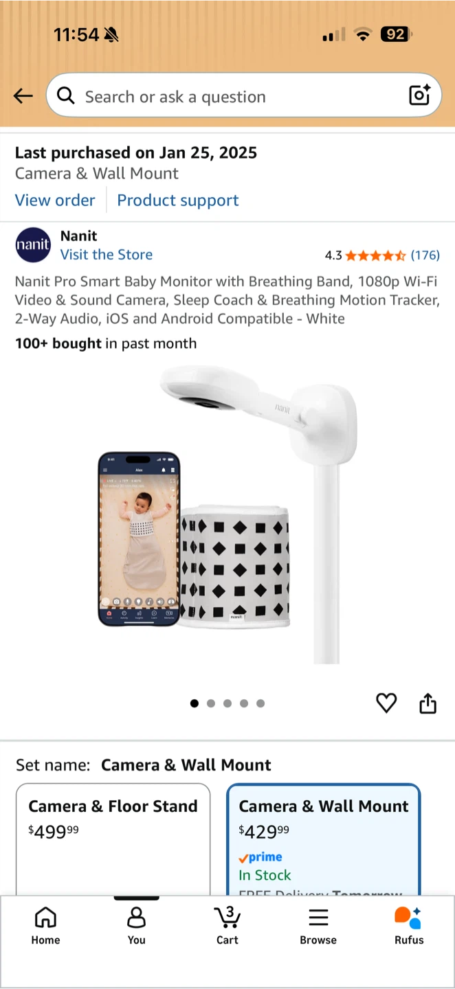 Nanit Pro Smart Baby Monitor with Breathing Band - White