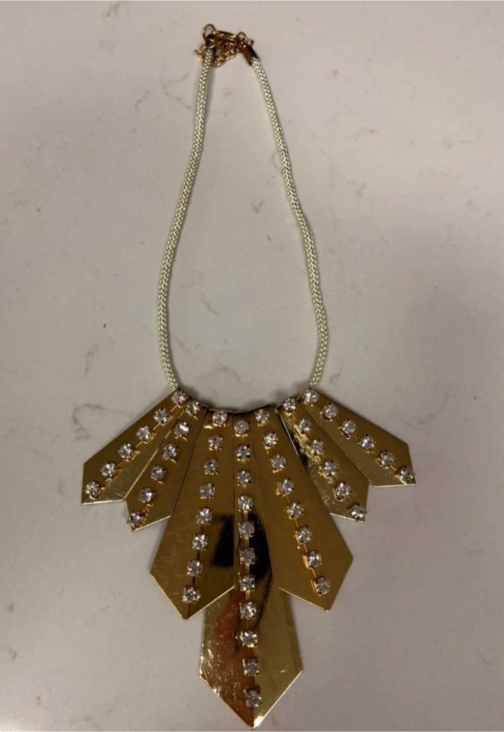 Gold Tone Necklace with Rhinestones NEW