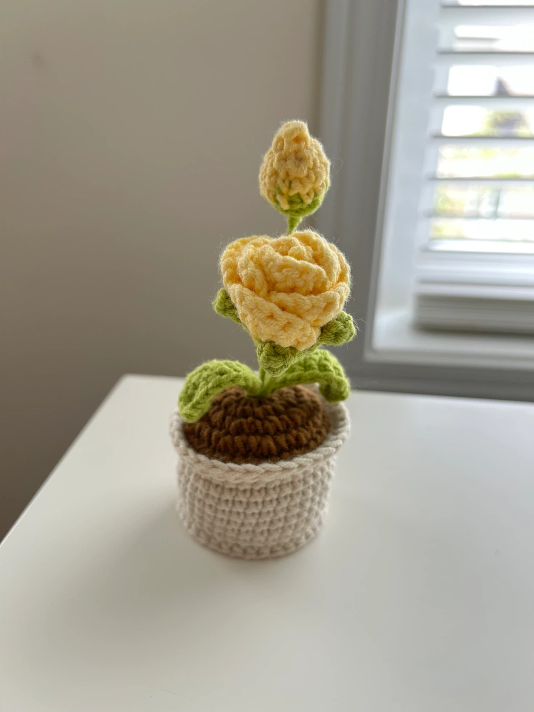 Hand-crocheted Yellow Rose Plant - photo 2