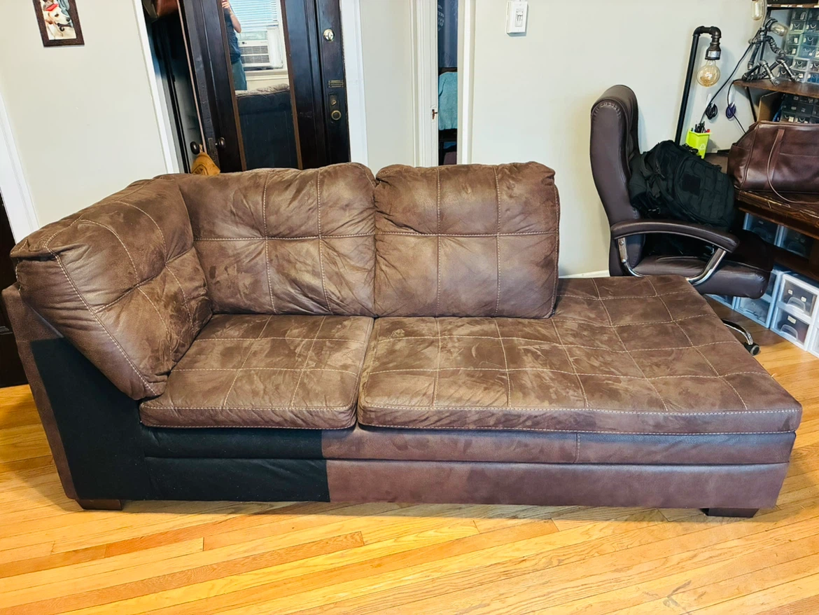 Brown Sectional Sofa with Chaise