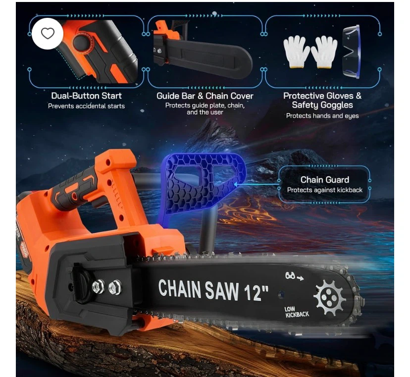 12-Inch Cordless Chainsaw with 2 x 4000mAh Batteries - photo 4