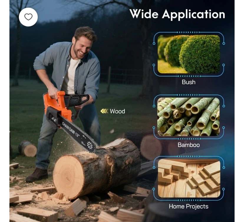 12-Inch Cordless Chainsaw with 2 x 4000mAh Batteries - photo 5