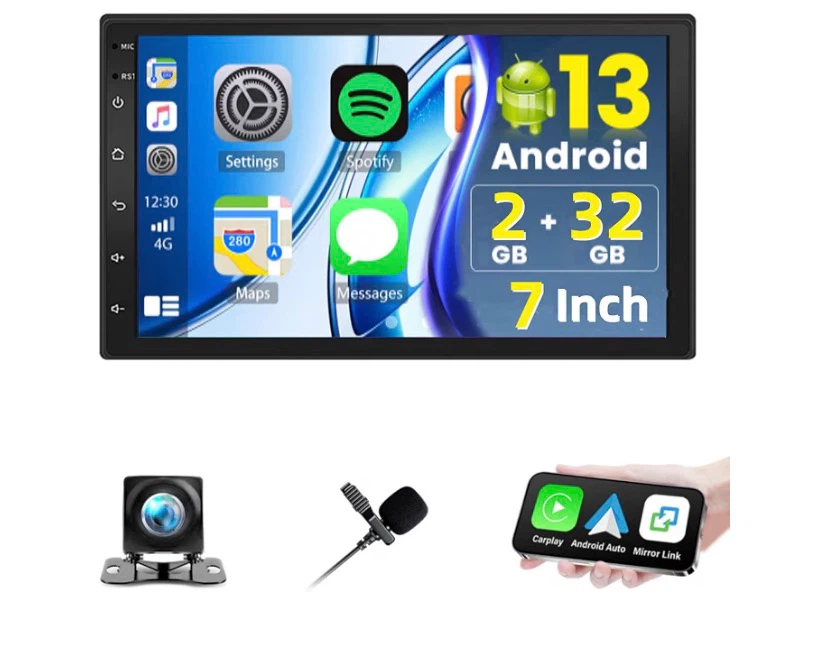 7 Inch Car Stereo with GPS, WiFi, Android Auto, CarPlay