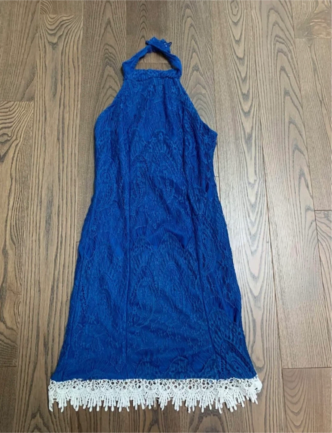 Blue Lace Halter Dress NEW small