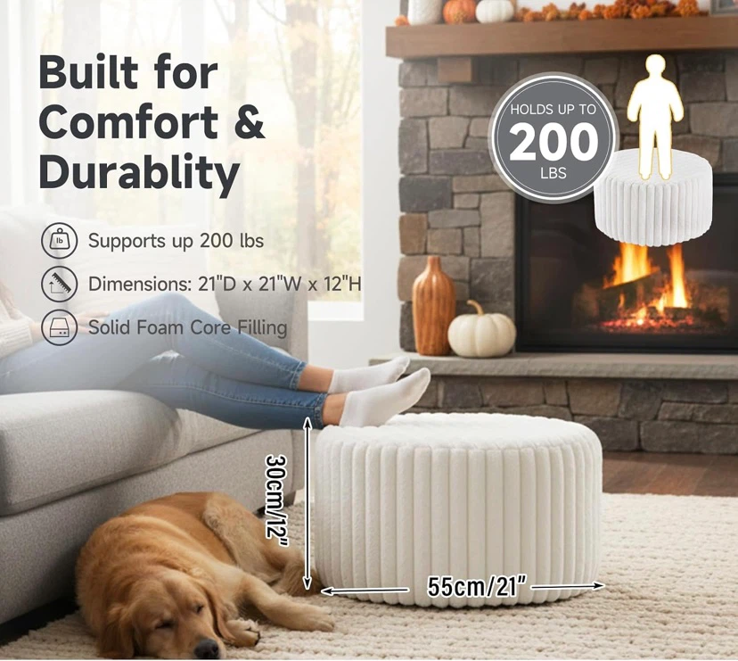 New Faux Fur Ottoman Firm Foam - photo 2