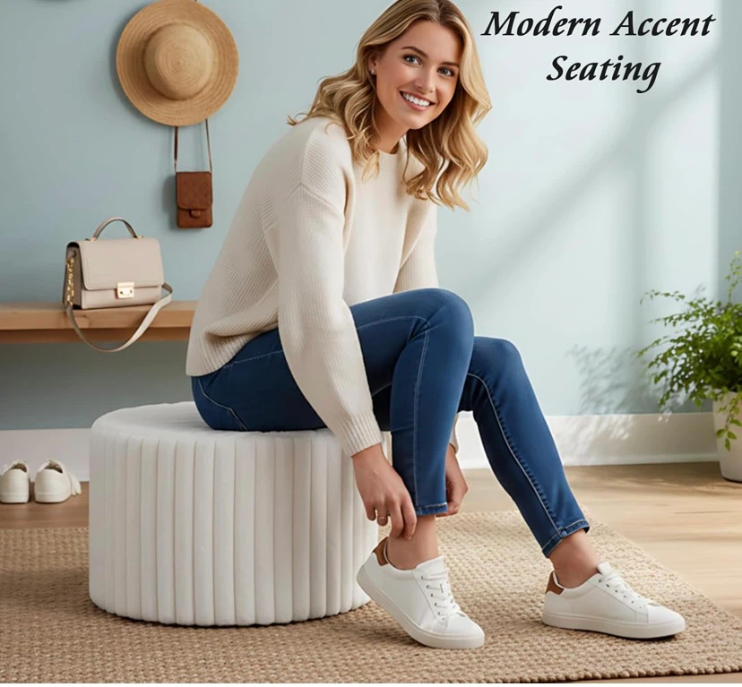 New Faux Fur Ottoman Firm Foam - photo 5