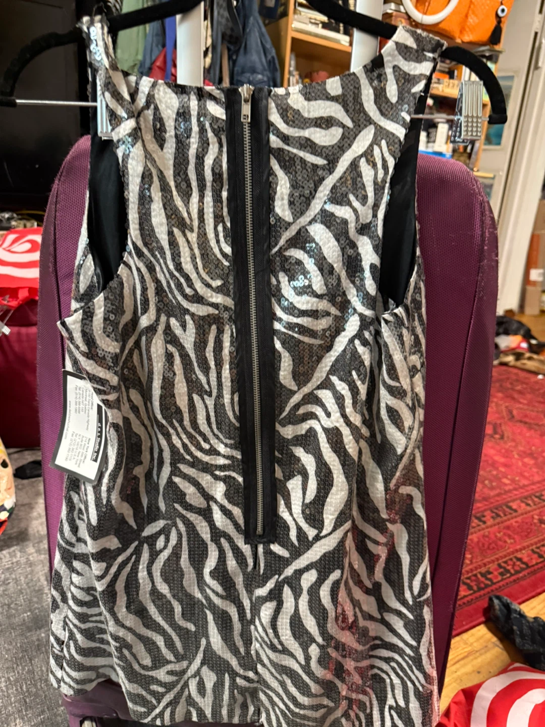 Debbie Shuchat Sequin Zebra Print Tank Top Size S