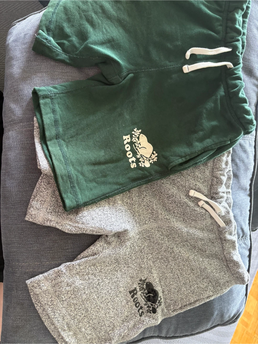 Roots Kids Sweat Shorts Size 7 (Green & Grey Marl)