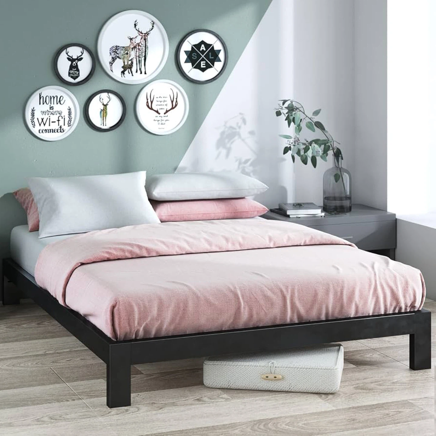 Zinus King Bed Frame 10 inch Metal Bed Frame with Wood Slat