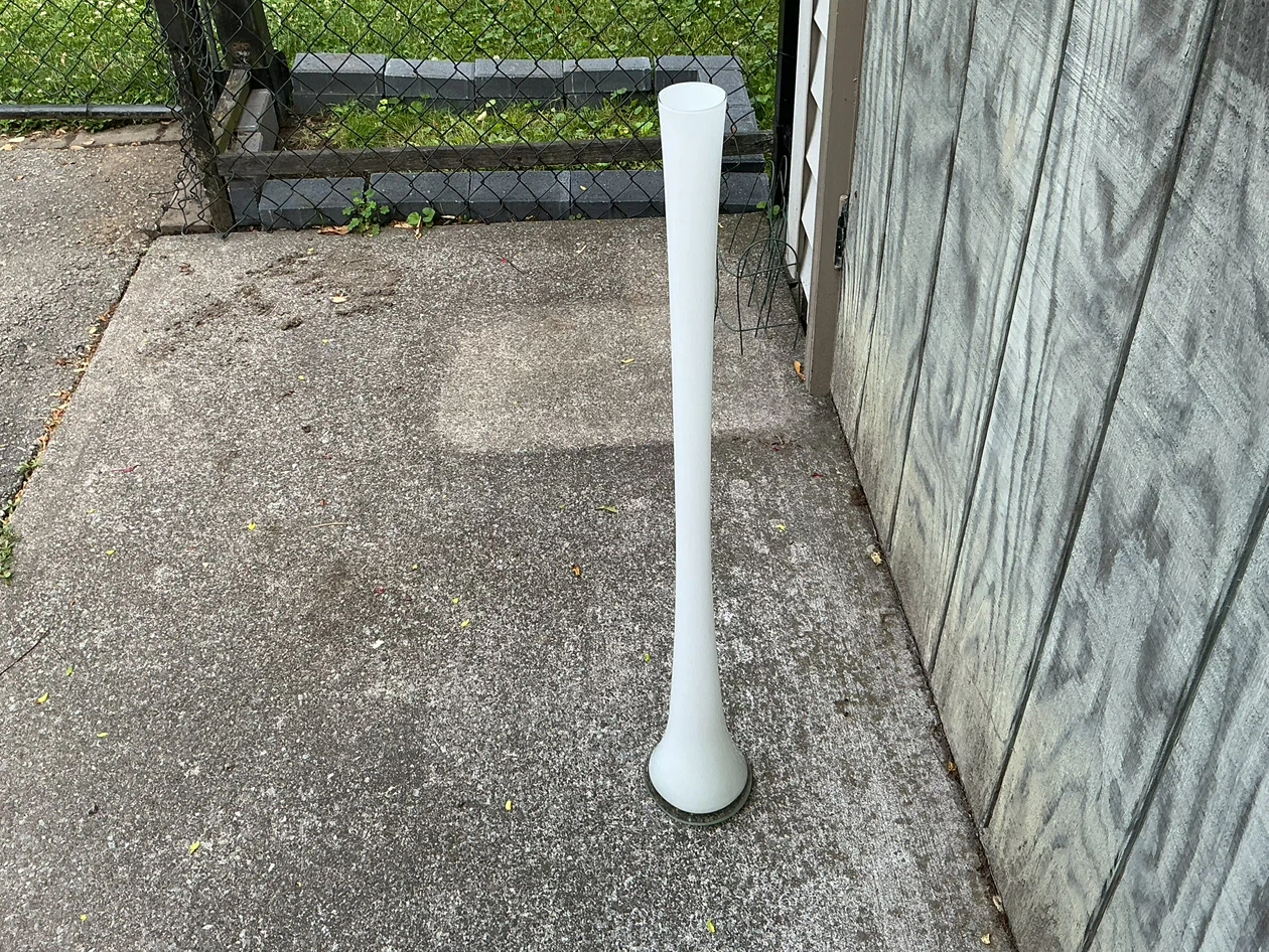 Vintage 41 inch Tall White Glass Trumpet Vase - photo 2