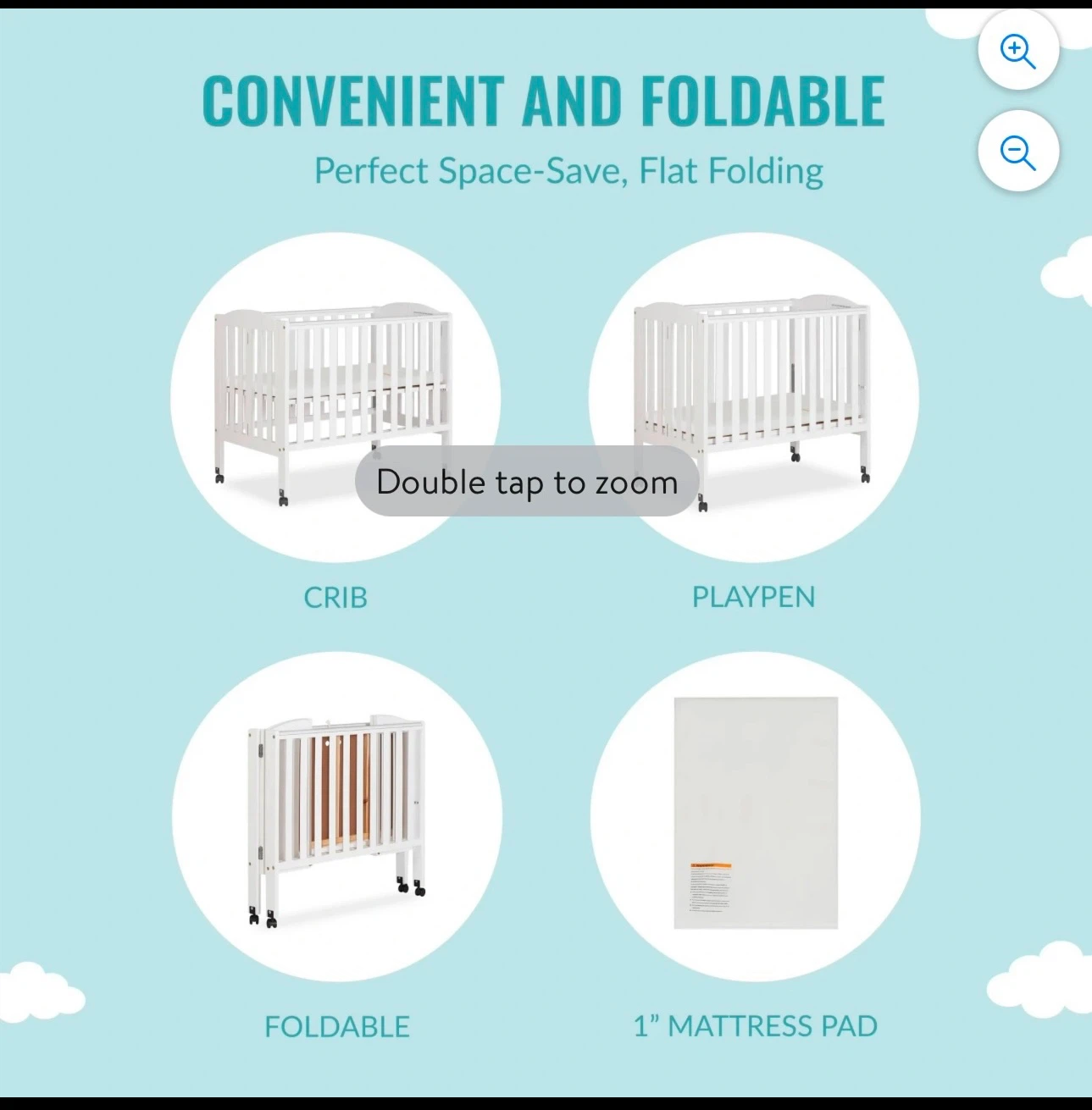 Dream On Me 2-in-1 Folding Portable Mini Crib, White - photo 2