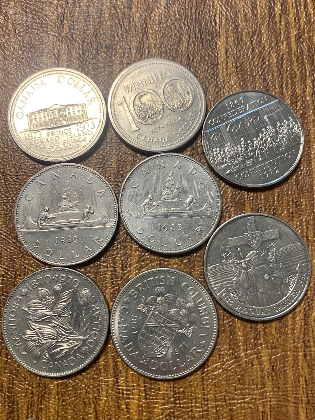 8 Canadian Nickel Dollar Coins