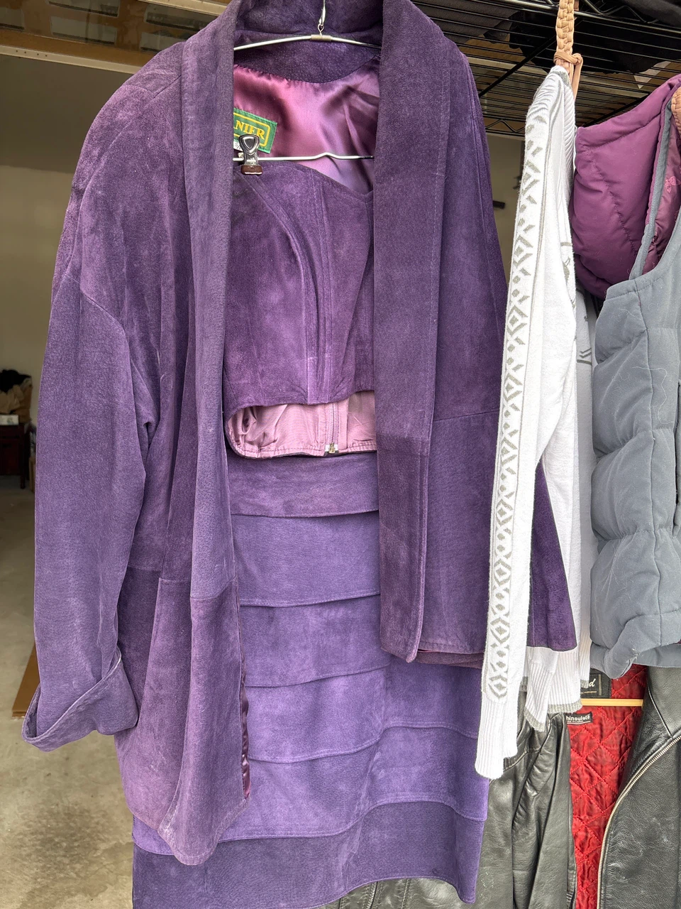Purple Suede Skirt Suit Set