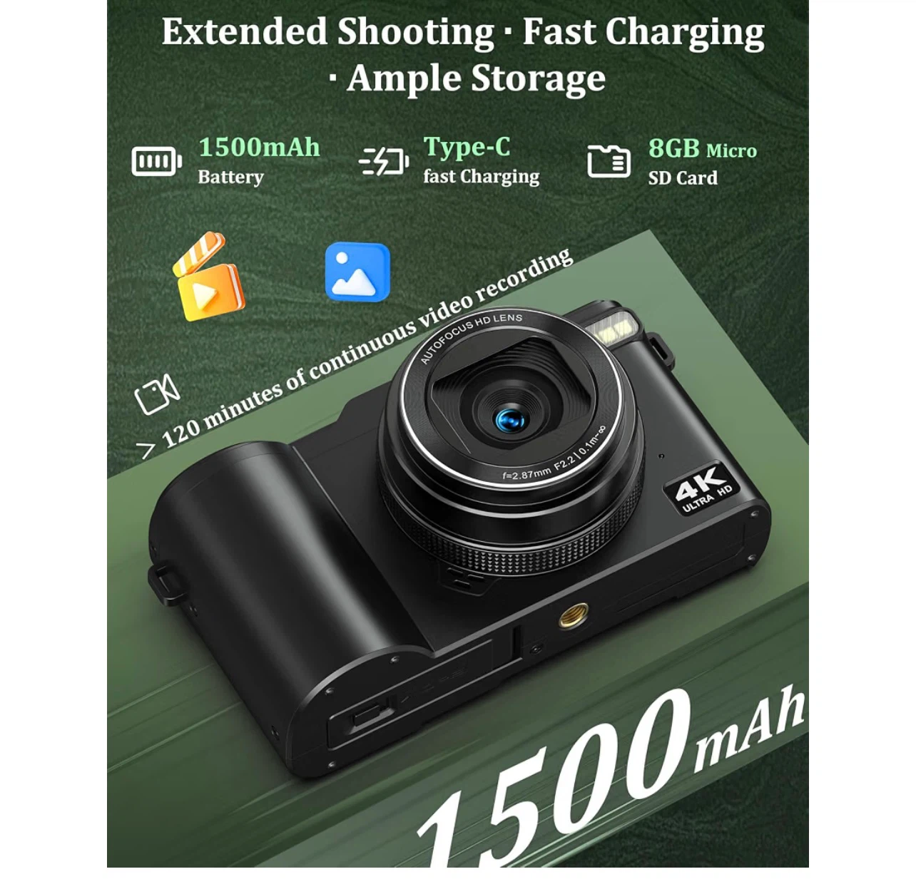 4K UHD Digital Camera with 18x Digital Zoom - photo 3