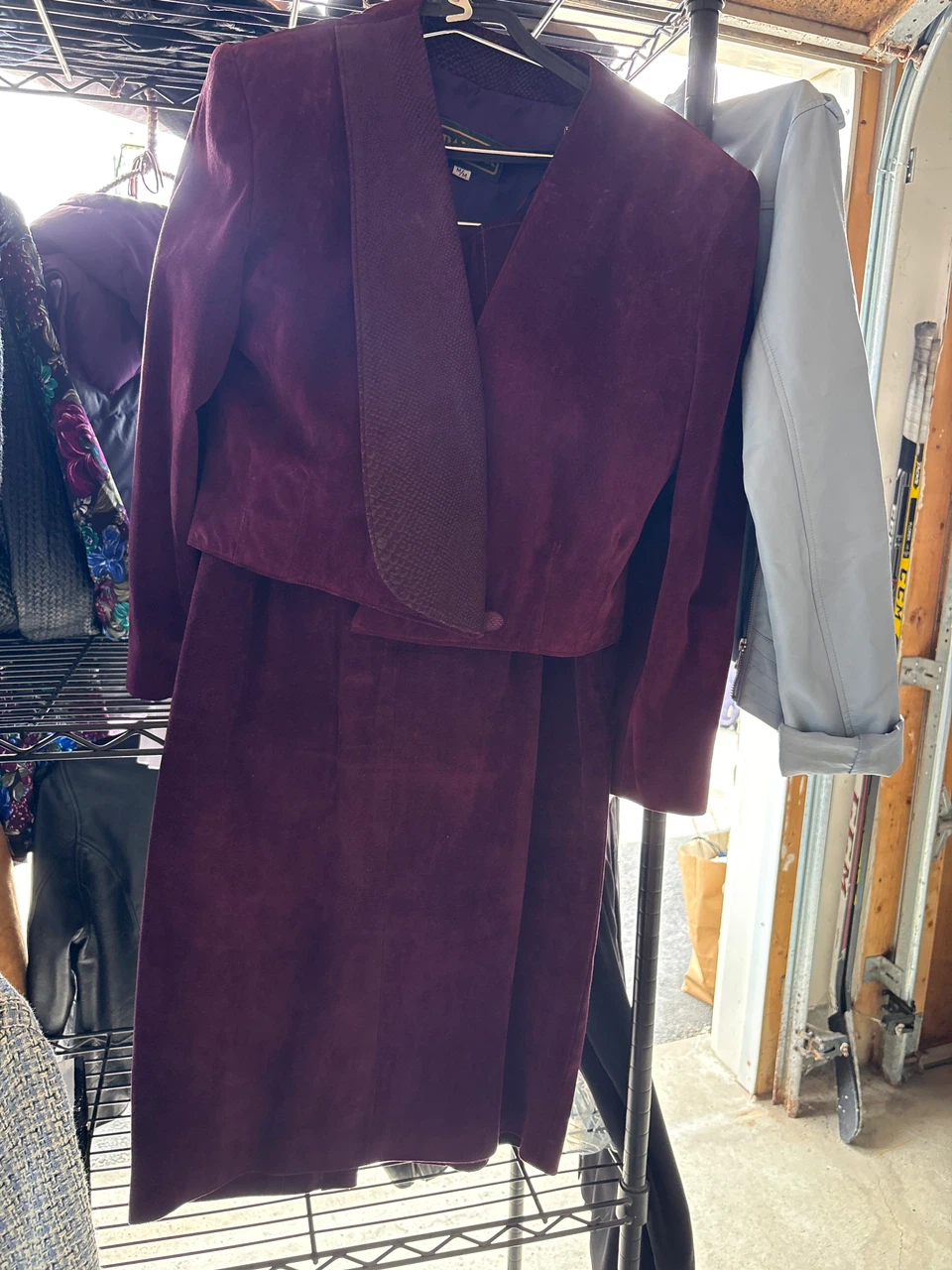 Suede Blazer and Skirt Set