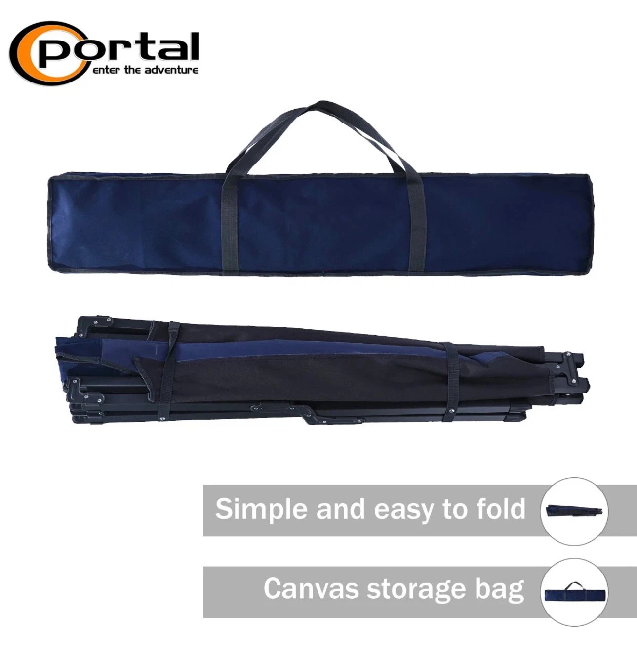 PORTAL Folding Camping Cot with Carry Bag - Blue