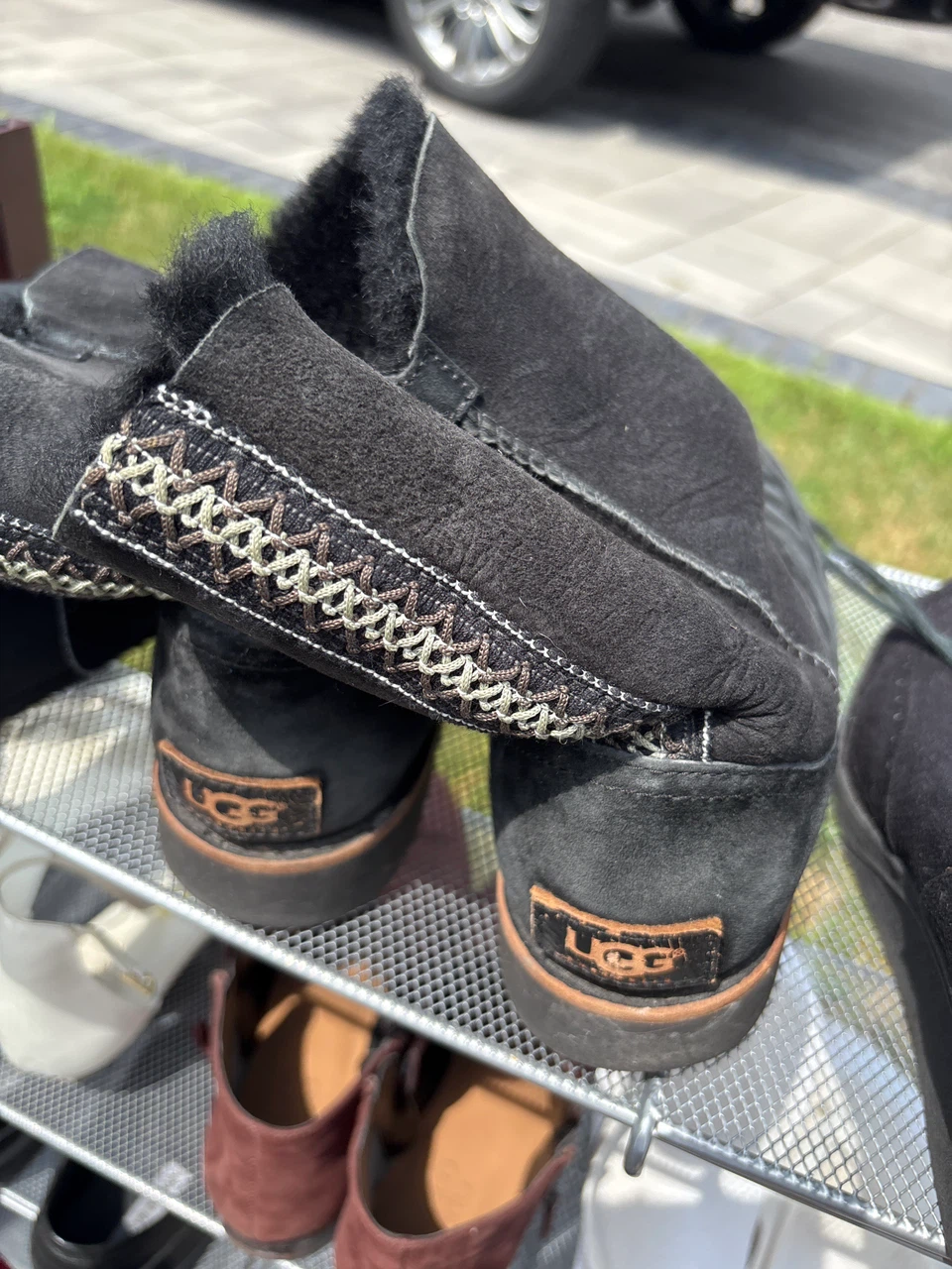 UGG Black Suede Boots with Sheepskin Lining