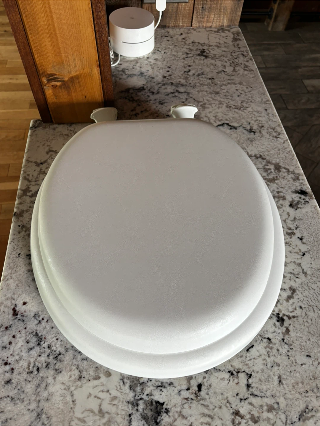 White Padded Toilet Seat with Lid - photo 2