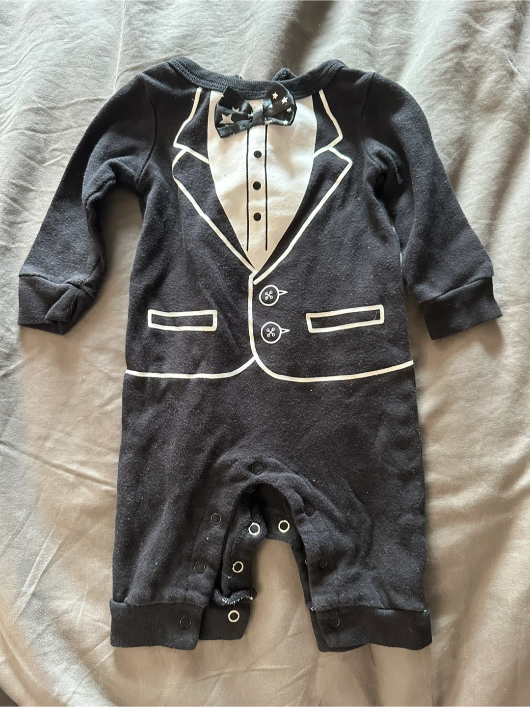 0-3m Baby Black Tuxedo Romper