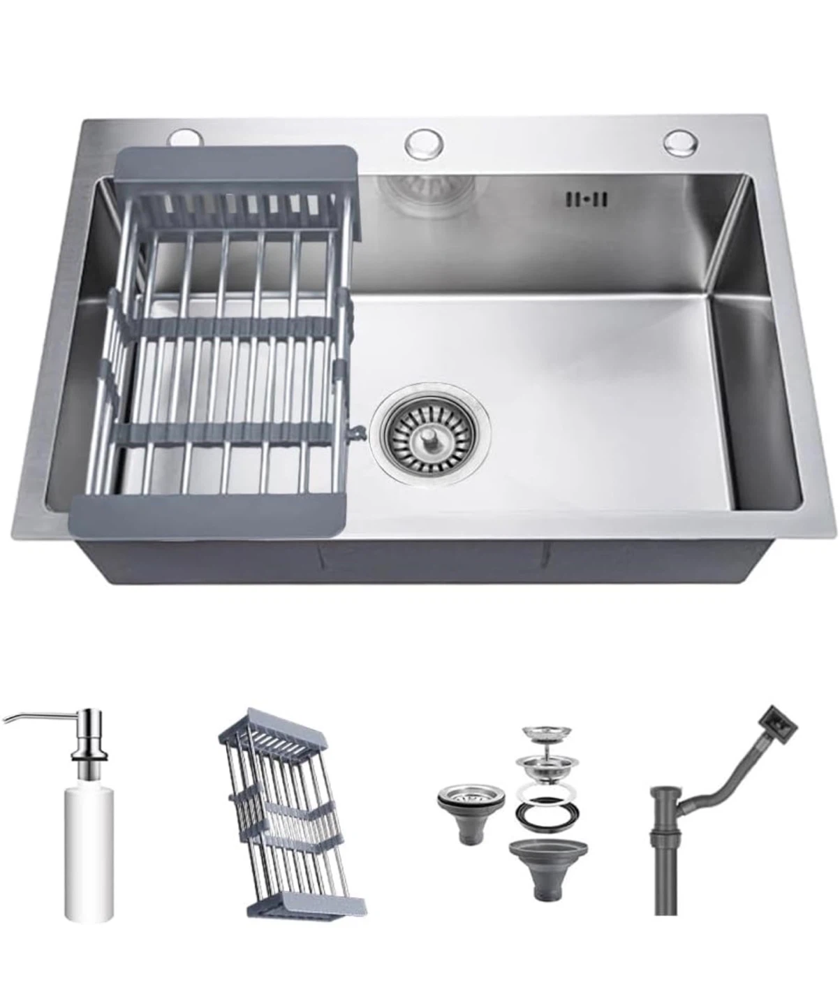 Stainless Steel Kitchen Sink with Drain Basket