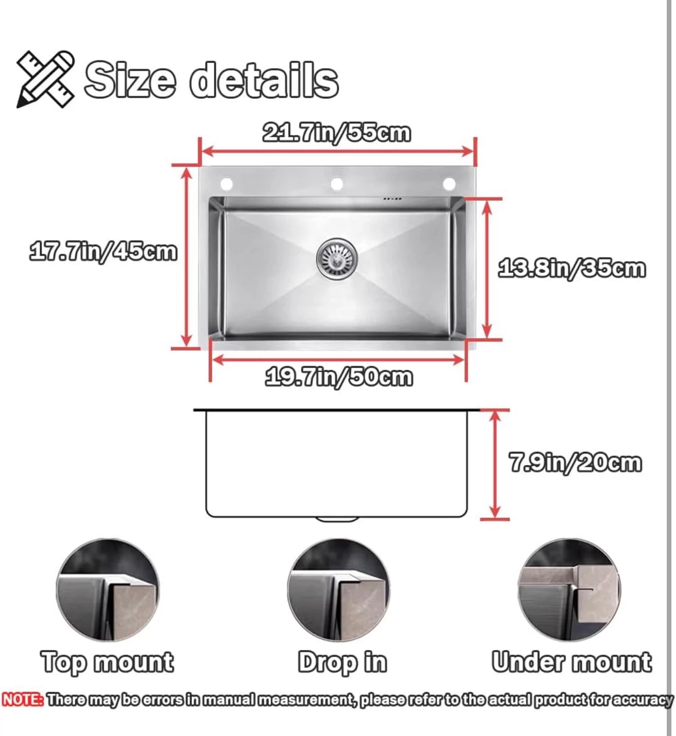 Stainless Steel Kitchen Sink with Drain Basket - photo 2