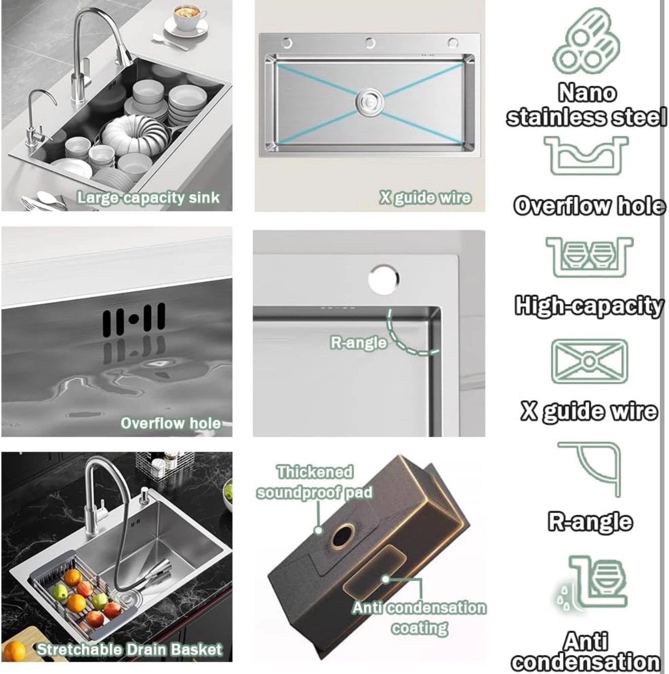 Stainless Steel Kitchen Sink with Drain Basket - photo 3
