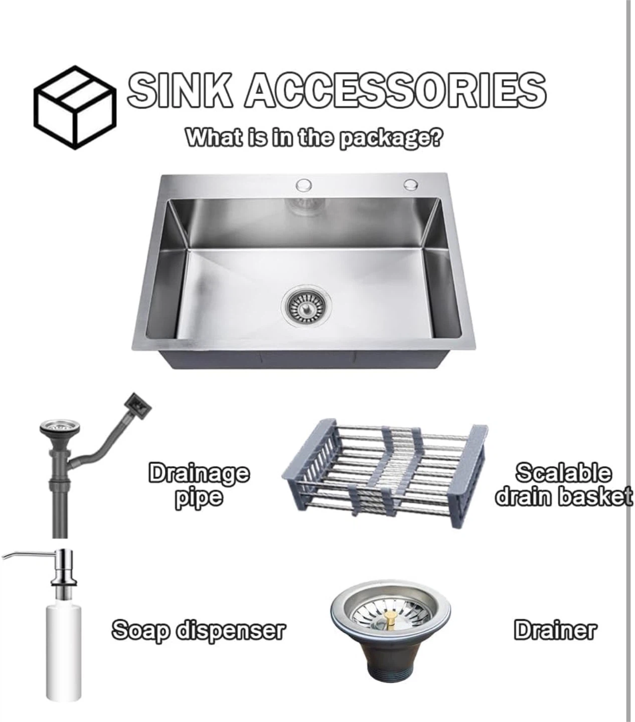 Stainless Steel Kitchen Sink with Drain Basket - photo 5