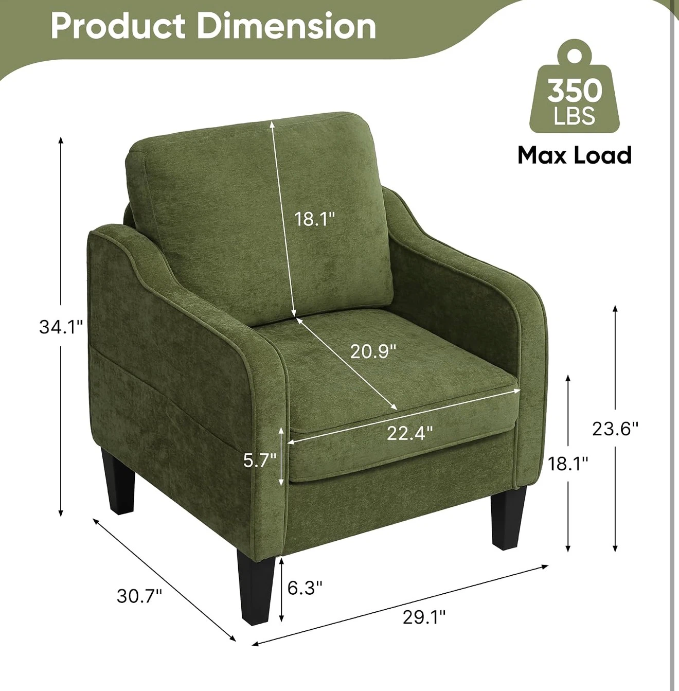 Green Accent Chair with Side Pockets - photo 2