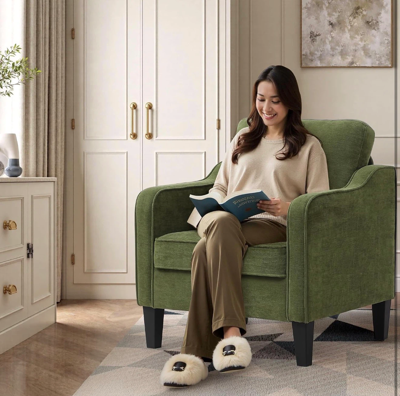 Green Accent Chair with Side Pockets - photo 5