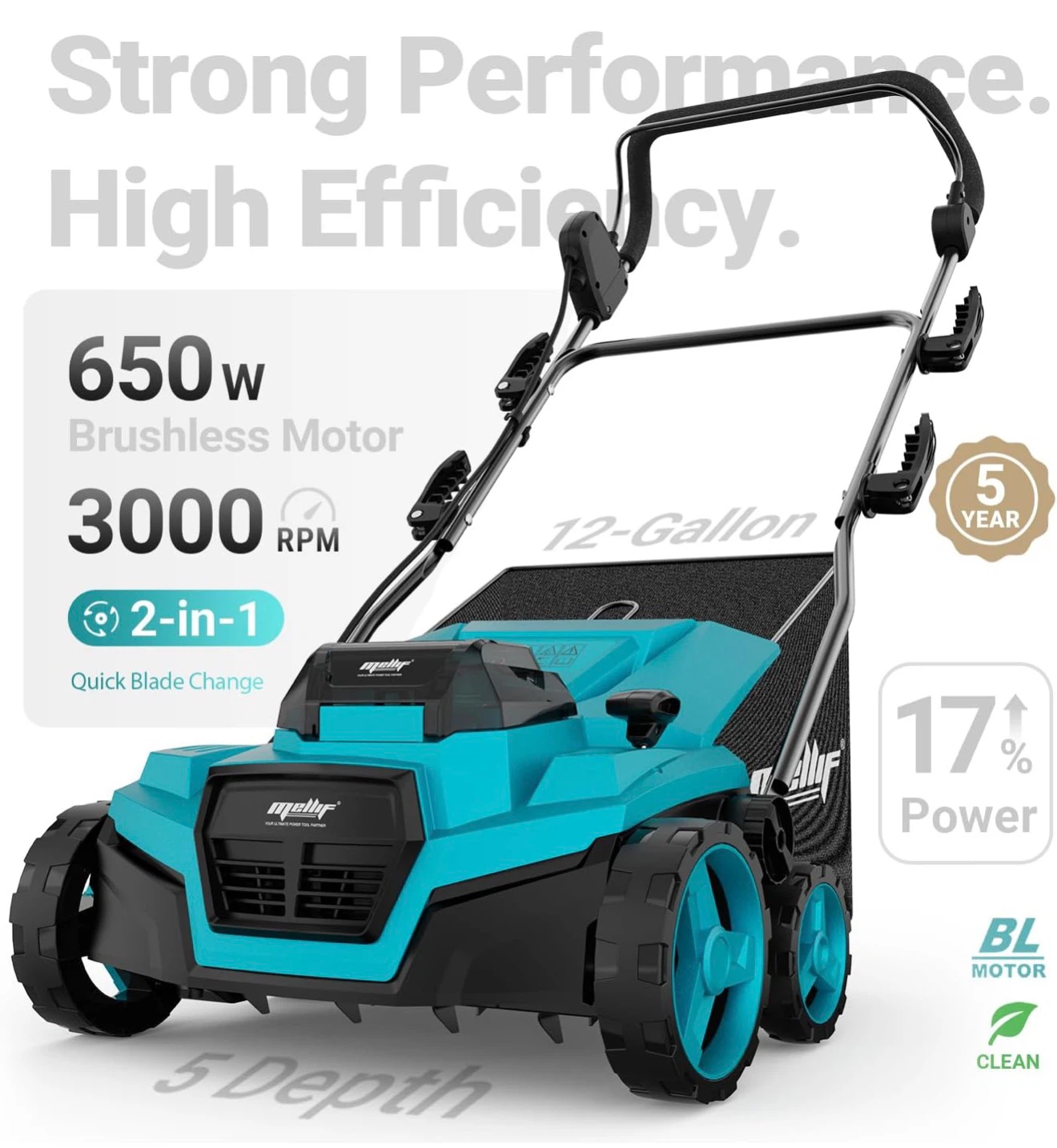 Mopir 36V Cordless Electric Dethatcher and Scarifier - 15" - photo 4