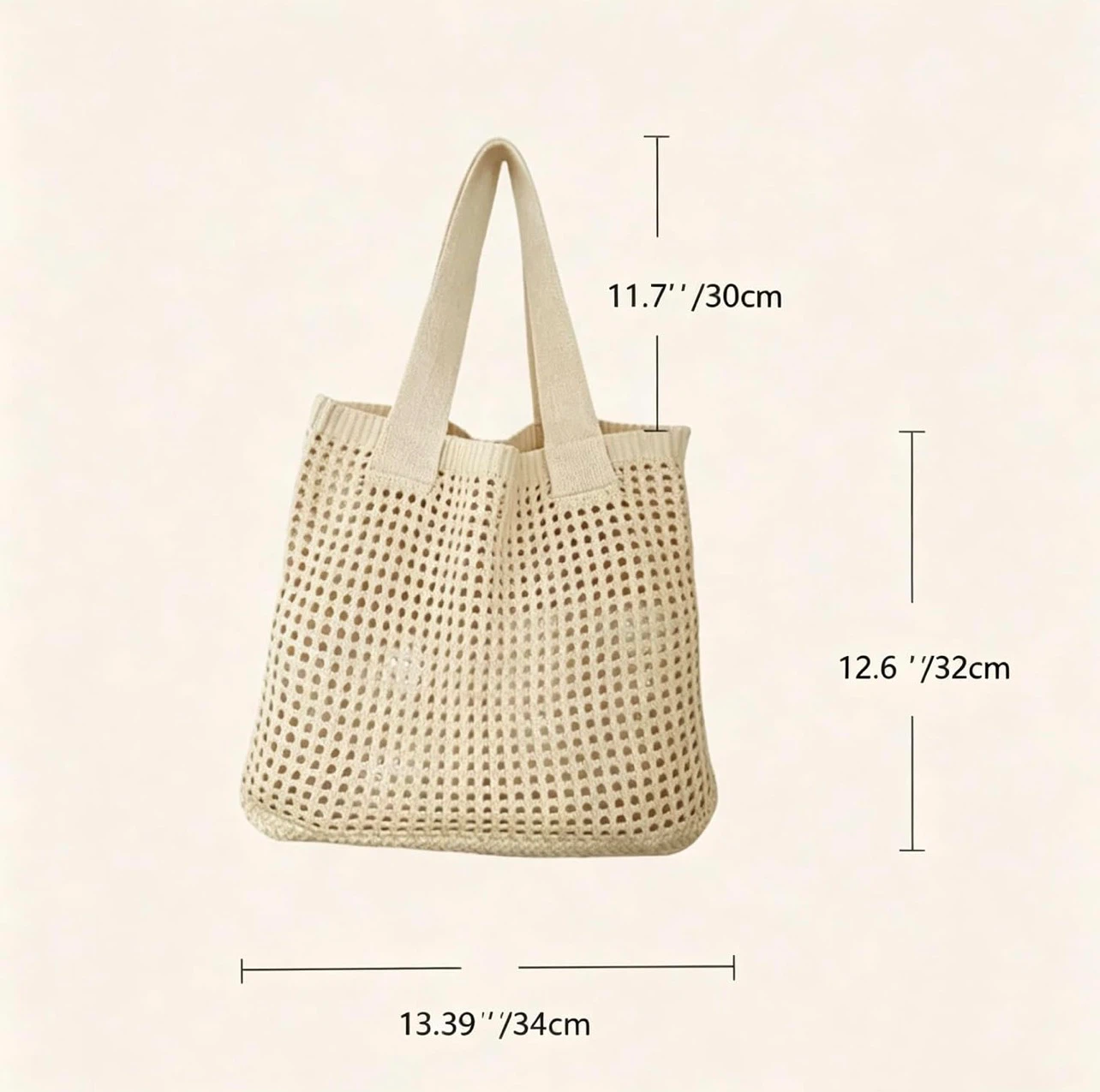 Cream Crochet Tote Bag - photo 4