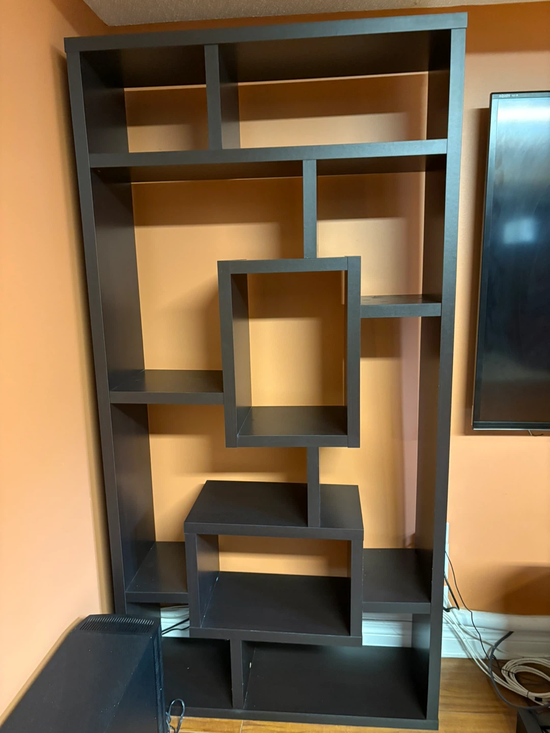 Dark Brown Modern Geometric Bookshelf