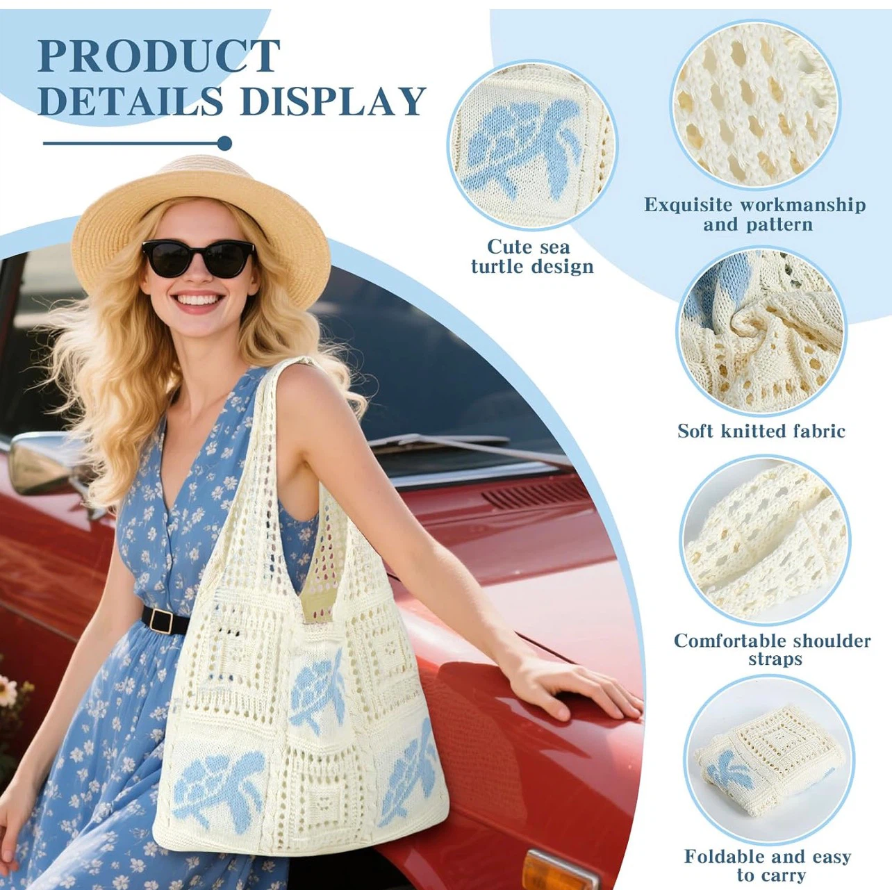 Fashion Crochet Tote Bag with Turtle Design - photo 2