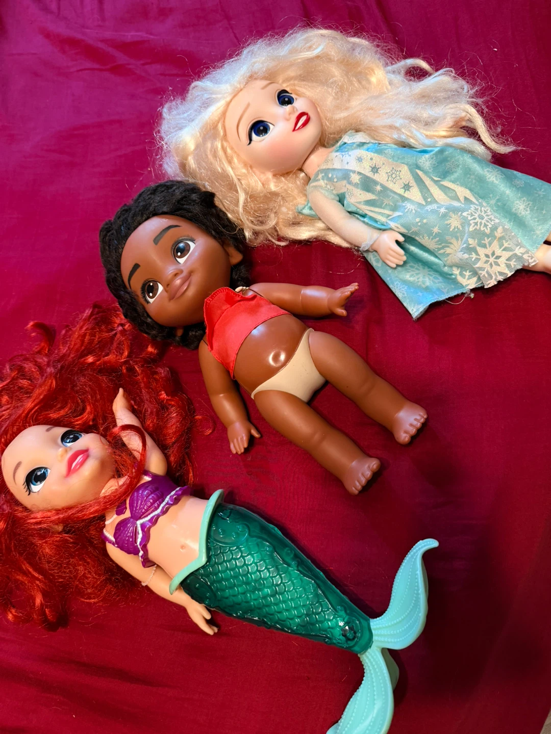 Disney Princess Dolls - Elsa, Moana, and Ariel