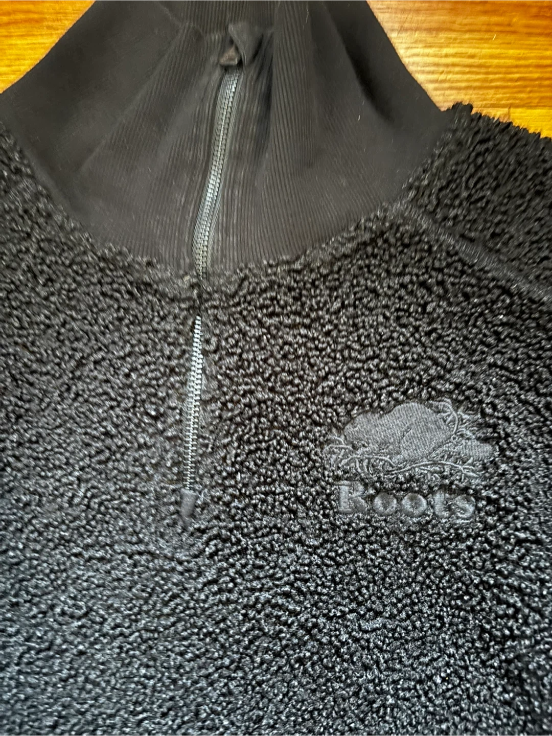Roots Black Fleece Half-Zip Sweater -Size M - photo 2