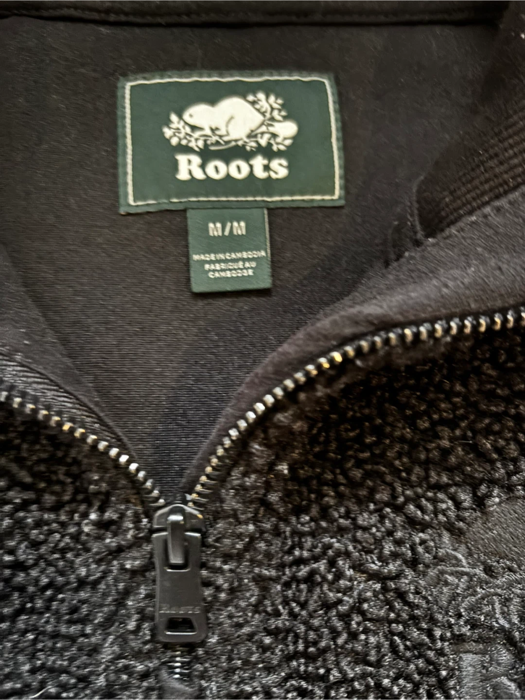 Roots Black Fleece Half-Zip Sweater -Size M - photo 3